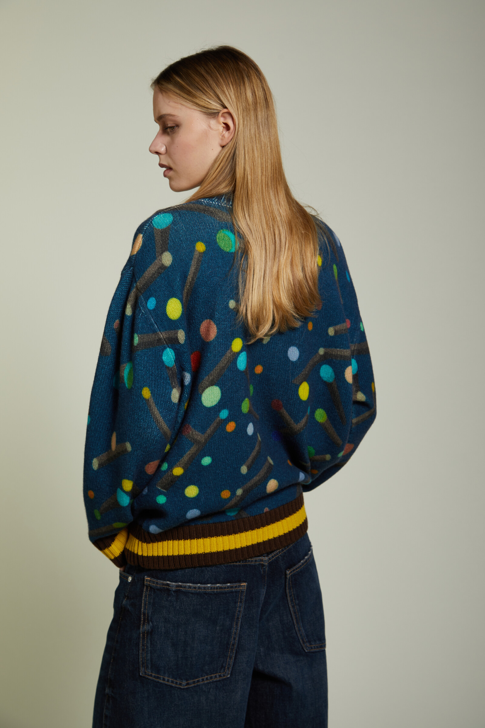 JEi'S JEi'S - Oversized Zip Jacket Toys Print Navy | Verspielte Jacke aus 100 % Reiner Schurwolle mit Spielzeugmotiven