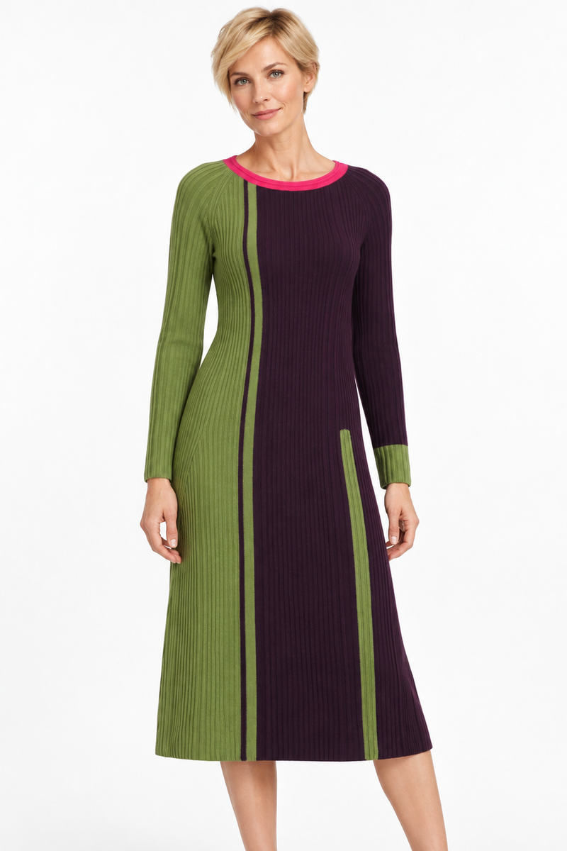 IVKO - Jacquard Dress Color Blocking Plum