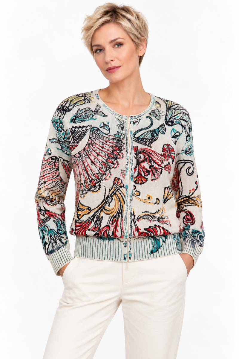 IVKO - Bomber Jacket Lotus Motif Off-White