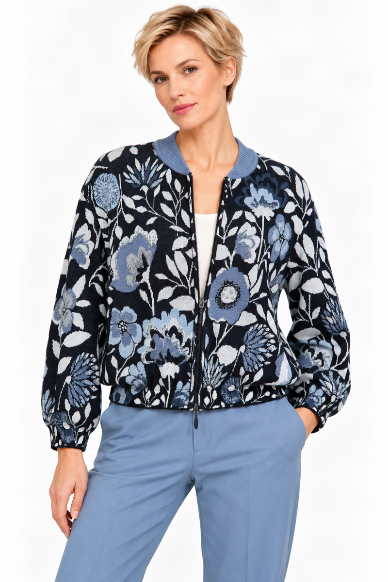 IVKO - Bomber Jacket Floral Pattern Marine