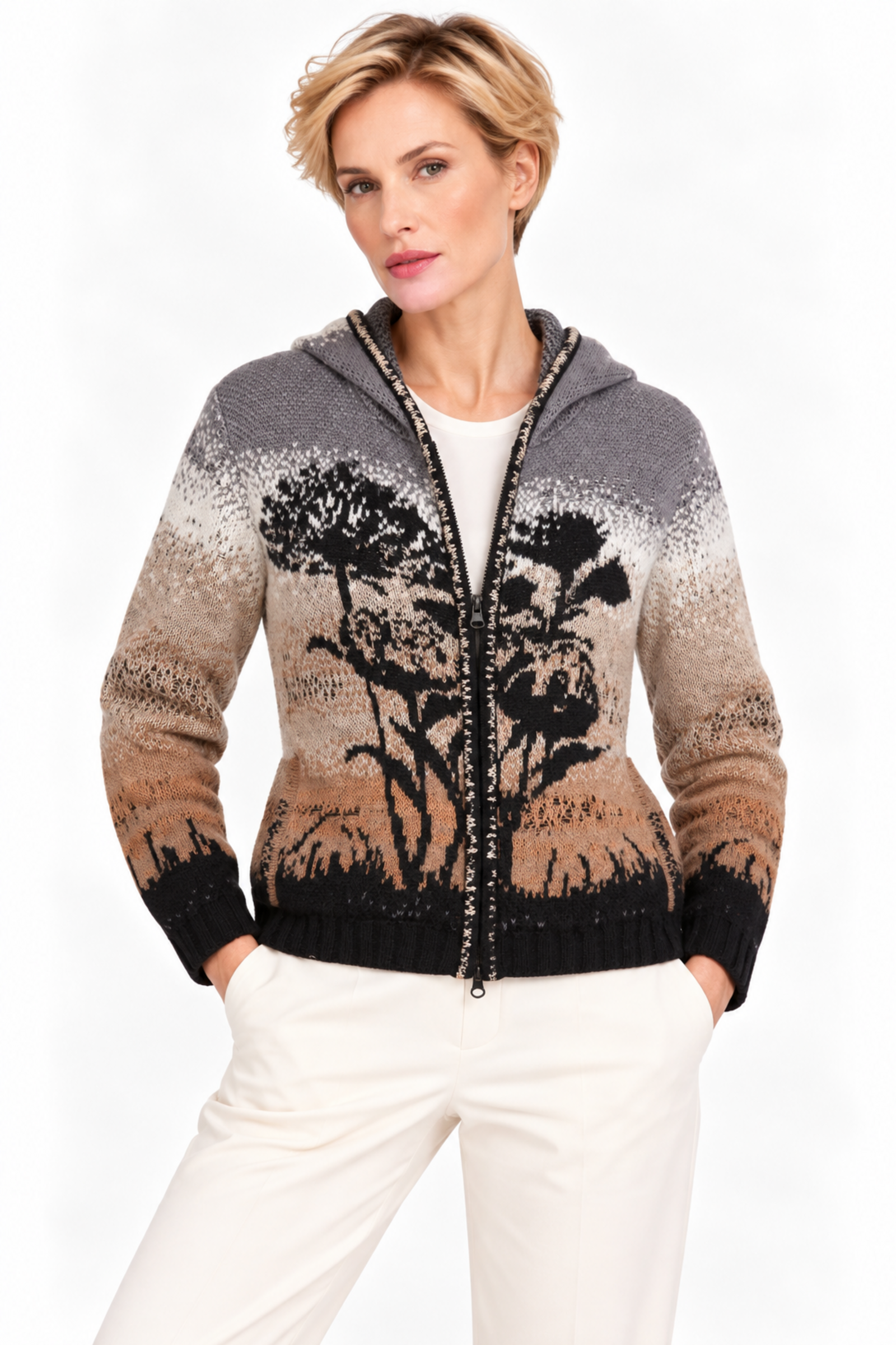 IVKO  Woman IVKO - Zip Jacket with Hoodie Nougat