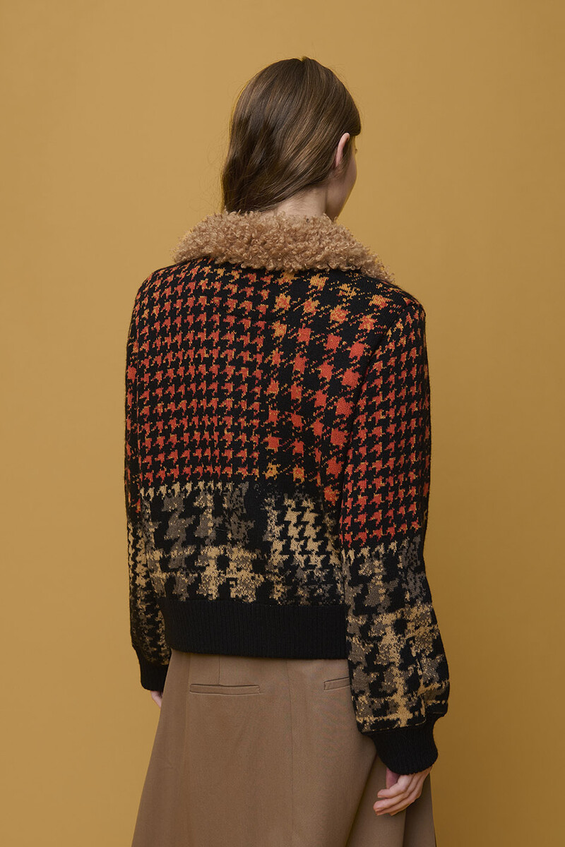Aldo Martins - Checkered Jacket Coral | Veste Spectaculaire à Carreaux Rouges avec Col Teddy