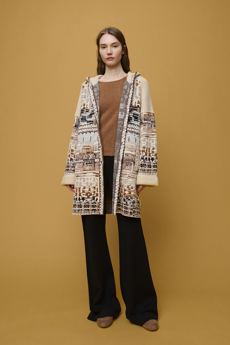 Aldo Martins - Striped Coat Vanilla | Manteau Élégant et Confortable aux Tons Terre