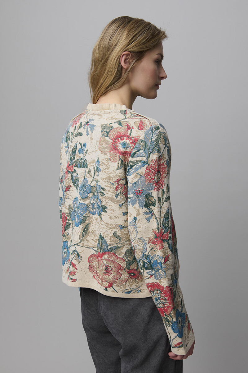Aldo Martins - Flowered Cardigan Vanilla | Romantisch Vest van Viscose