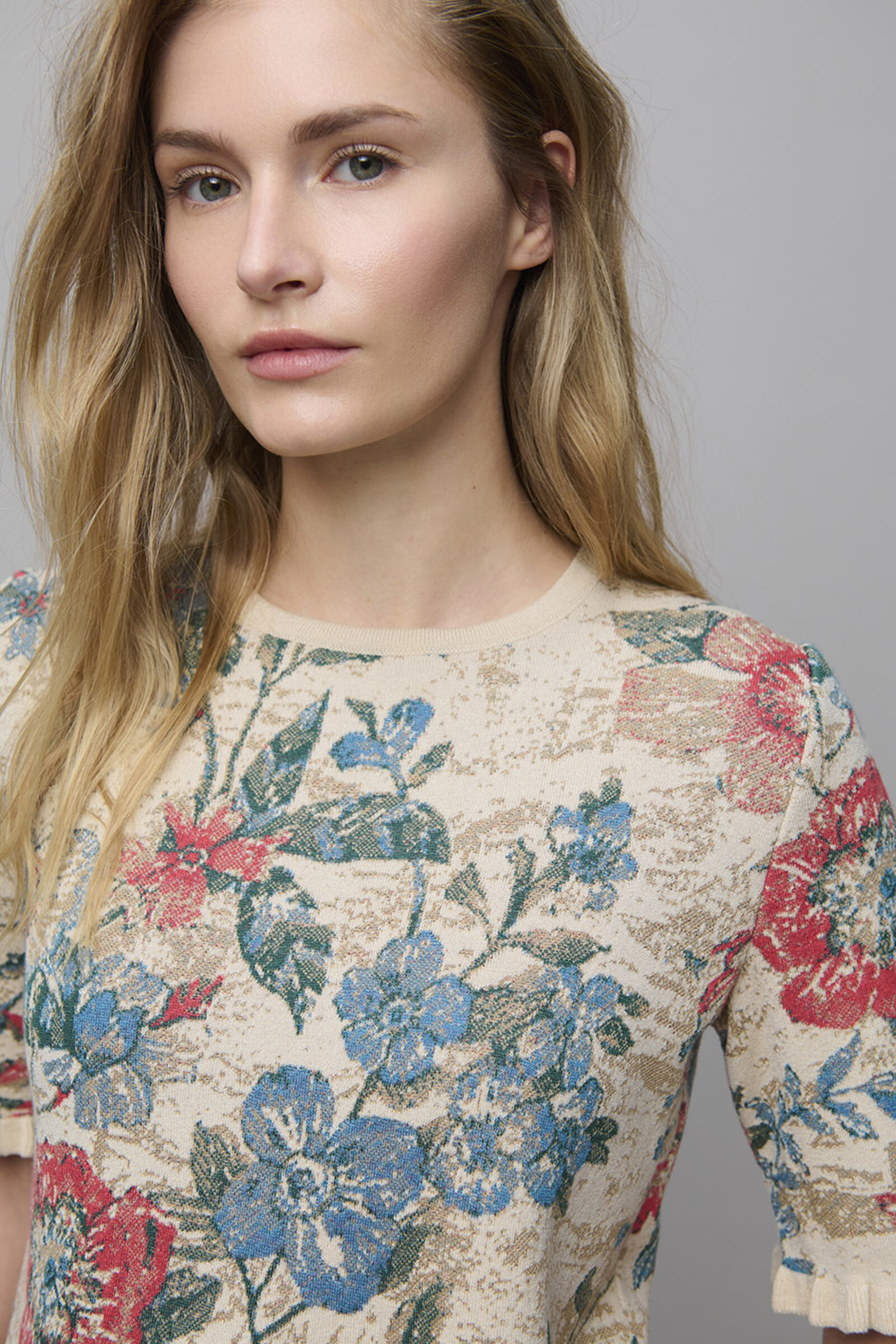 Aldo Martins  Aldo Martins - Flowered Shirt Vanilla | Romantisch Shirt van Viscose