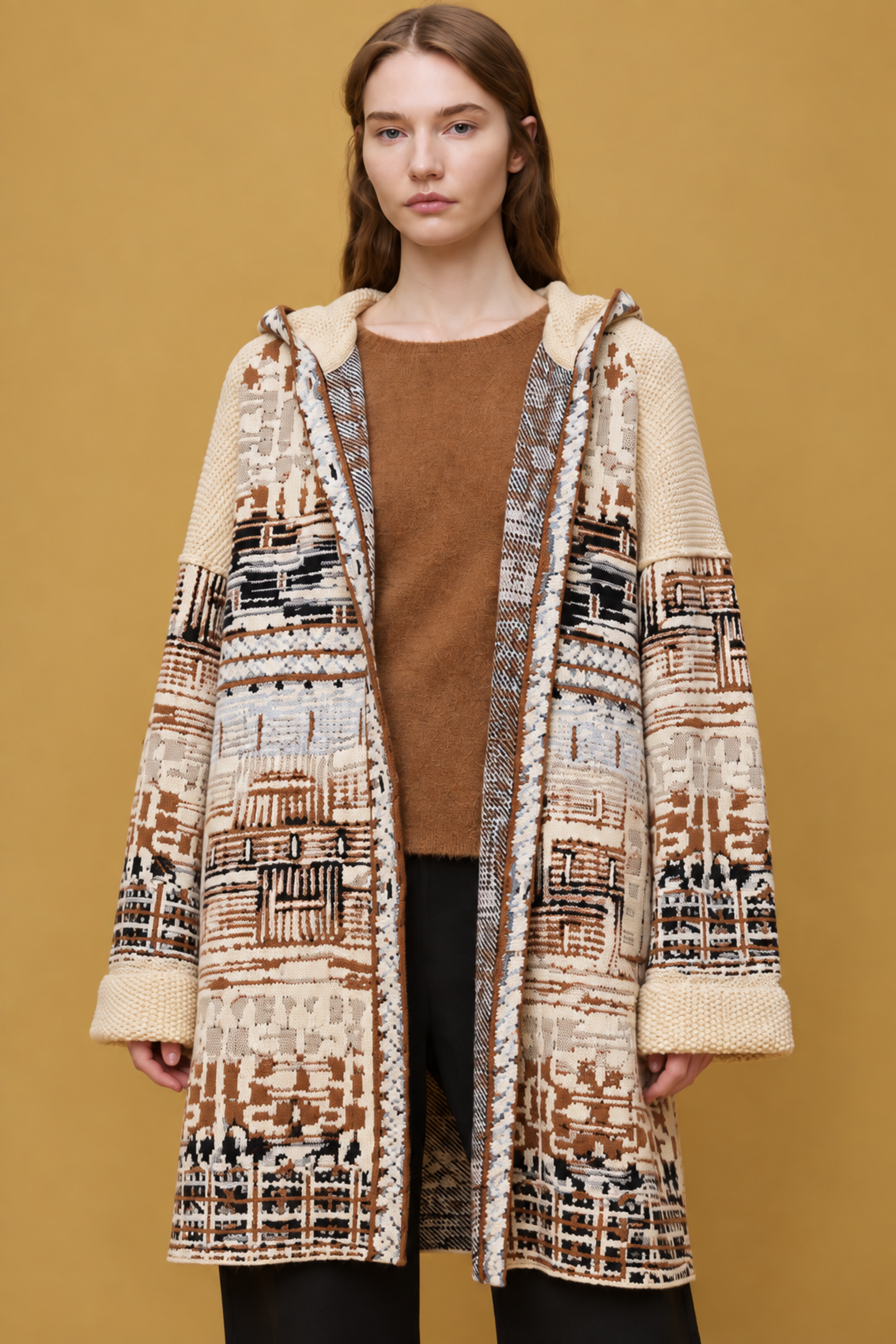 Aldo Martins  Aldo Martins - Striped Coat Vanilla | Elegante en Comfortabele Jas in Aardetinten
