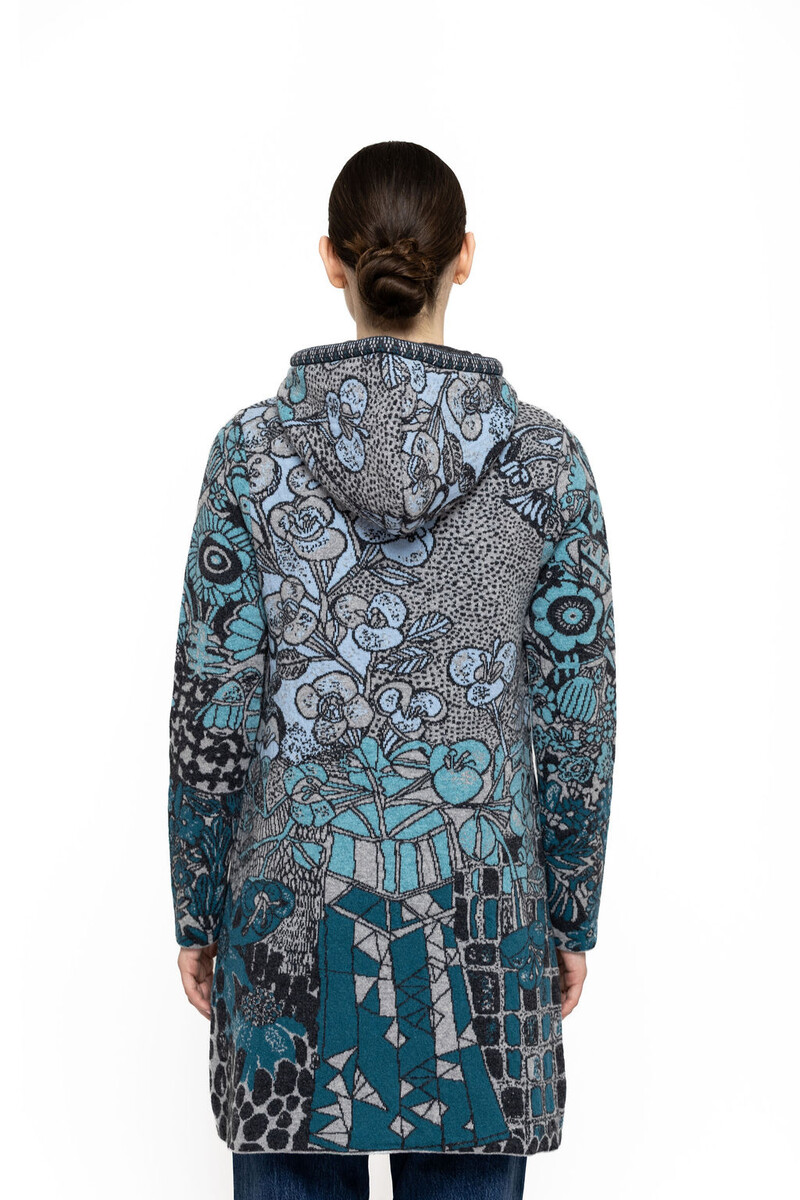 KOOI Knitwear - Coat Bia Gray | Manteau Élégant à Fermeture Éclair en 80 % Laine d'Agneau et 20 % Polyamide