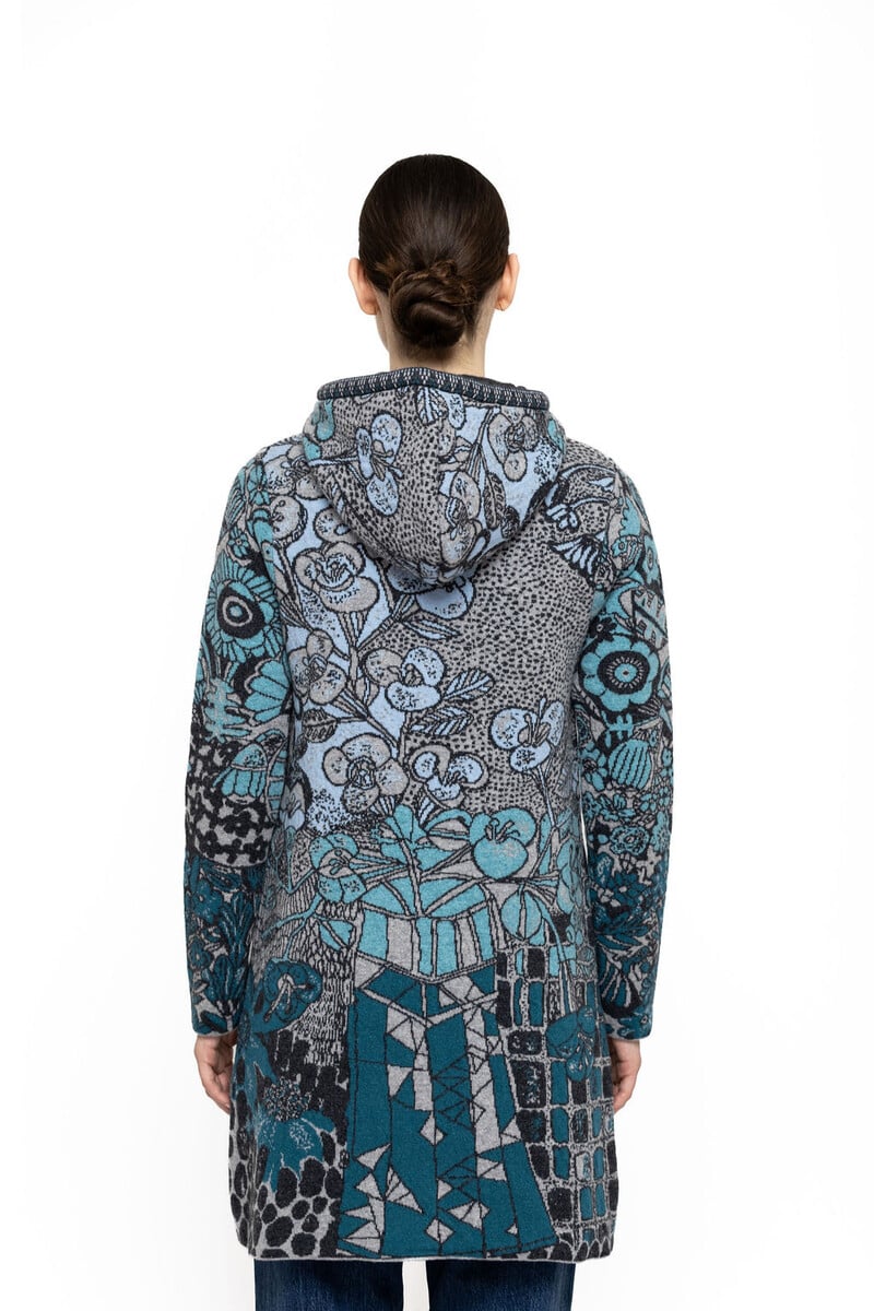 KOOI Knitwear - Coat Bia Gray | Stilvoller Mantel mit Reißverschluss aus 80 % Lammwolle und 20 % Polyamid