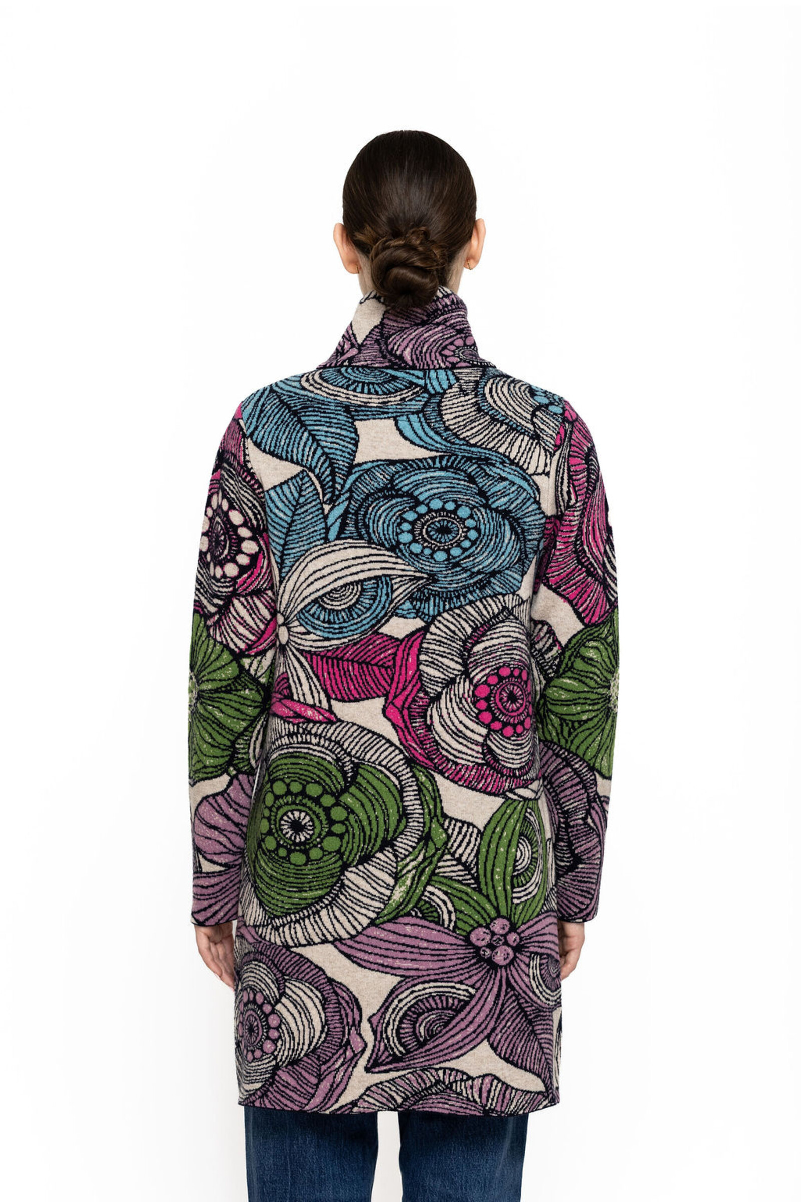 KOOI Knitwear KOOI Knitwear - Coat Majavel Multicolor | Kleurrijke Jas met Rits van 80% Lamswol en 20% Polyamide
