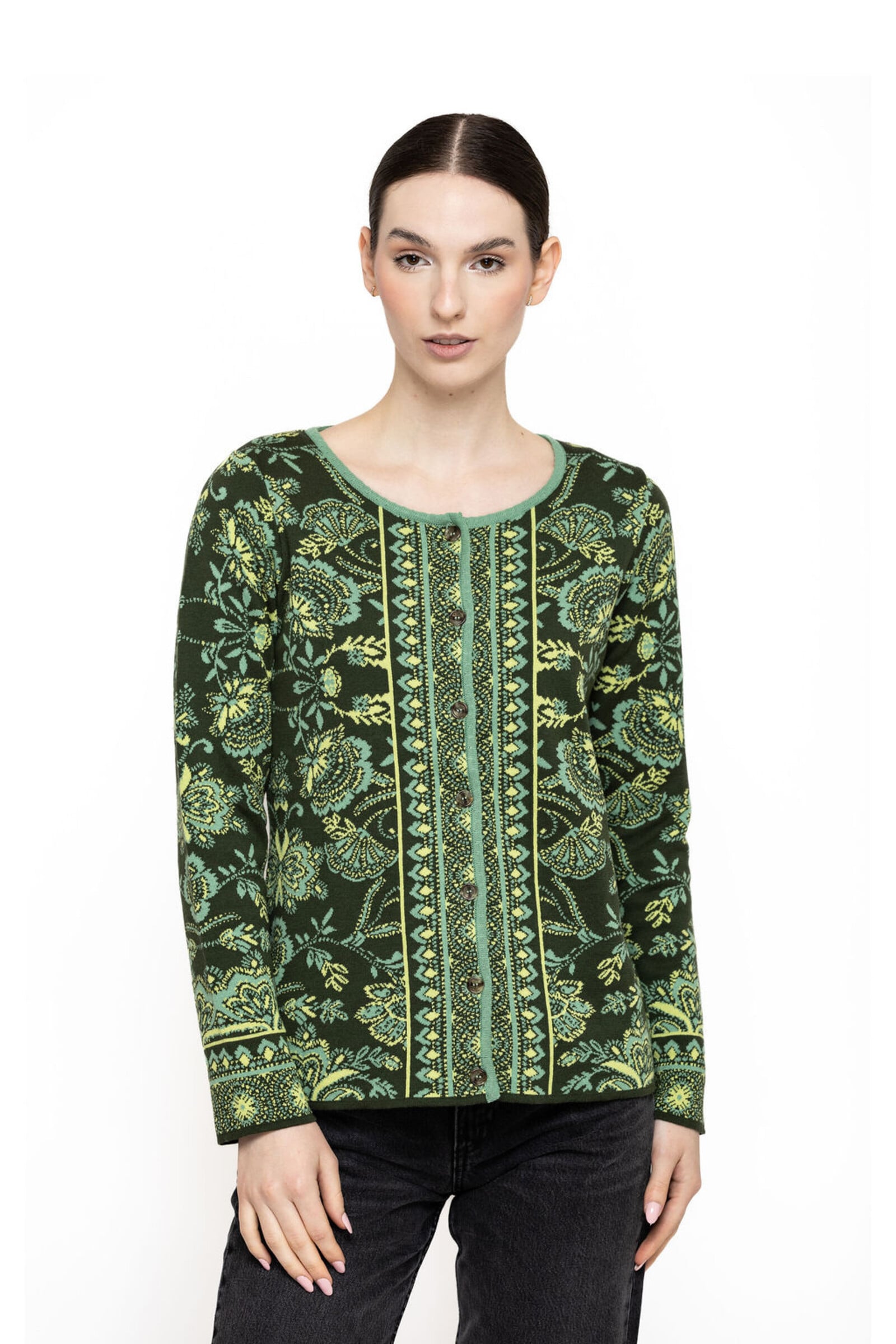 KOOI Knitwear KOOI Knitwear - Cardigan Anat Green | Green Cardigan in 100% Organic Cotton