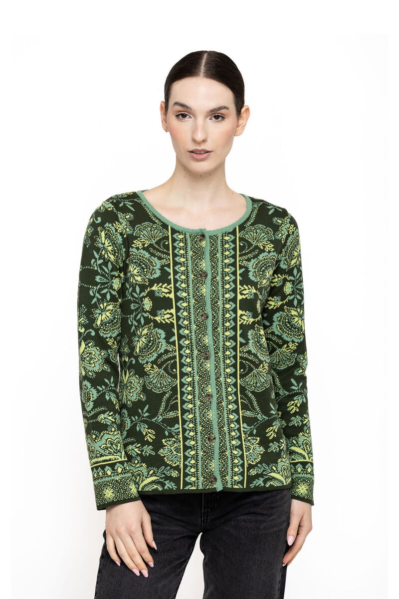 KOOI Knitwear - Cardigan Anat Green | Gilet Vert en 100 % Coton Biologique