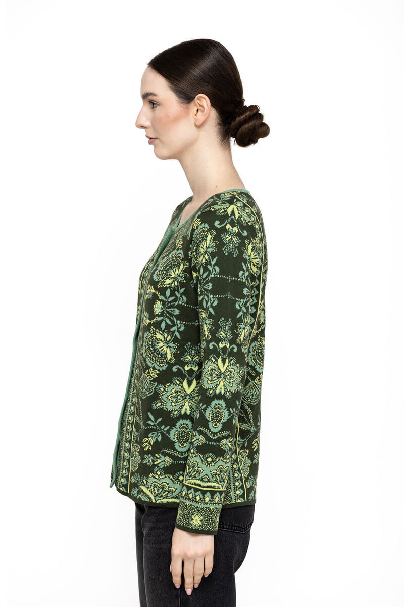 KOOI Knitwear - Cardigan Anat Green | Gilet Vert en 100 % Coton Biologique