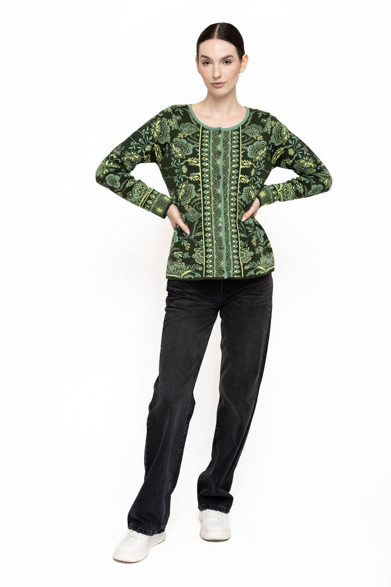 KOOI Knitwear - Cardigan Anat Green | Gilet Vert en 100 % Coton Biologique