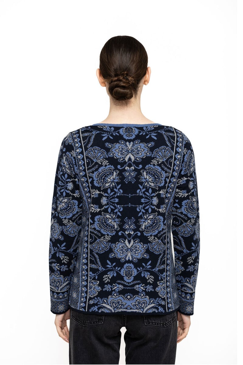KOOI Knitwear - Cardigan Anat Blue | Blauw Vest van 100% Biologisch Katoen