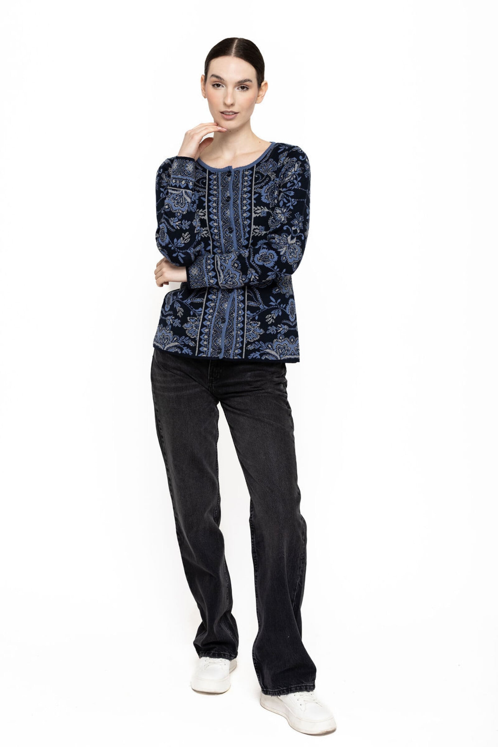 KOOI Knitwear KOOI Knitwear - Cardigan Anat Blue | Blauw Vest van 100% Biologisch Katoen