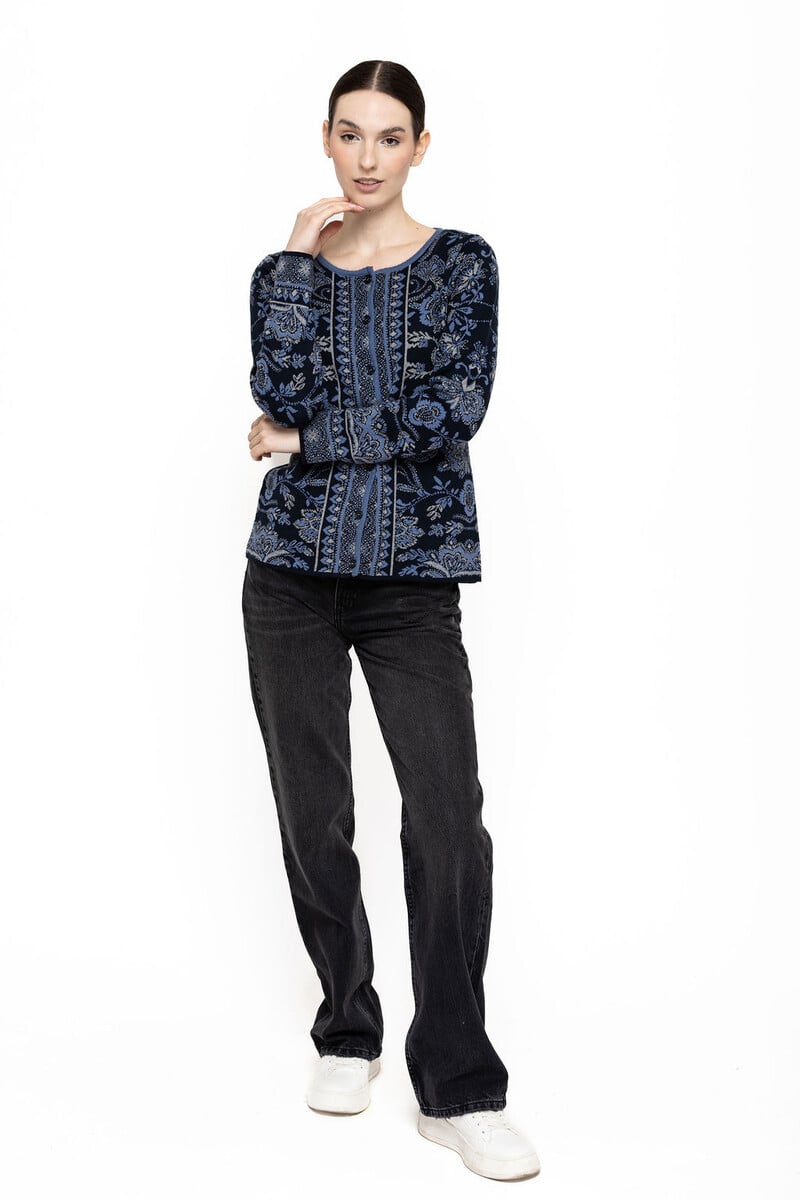 KOOI Knitwear - Cardigan Anat Blue | Blue Cardigan in 100% Organic Cotton