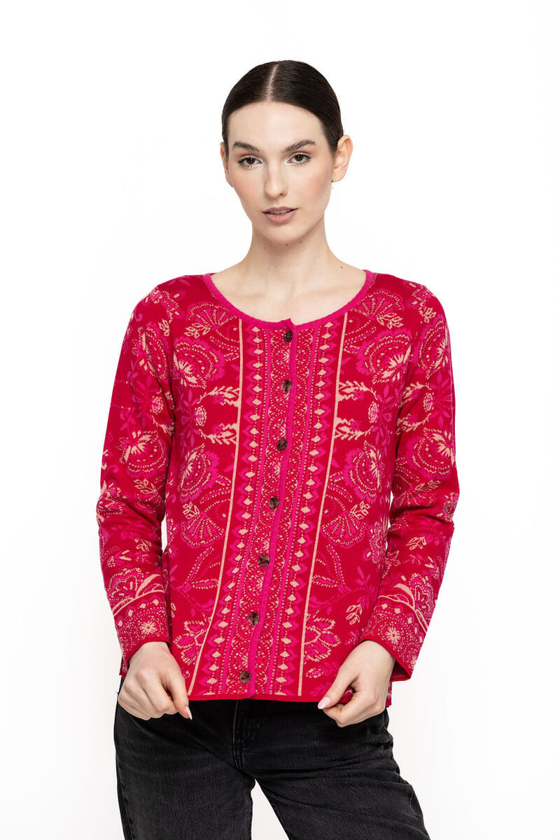 KOOI Knitwear - Cardigan Anat Pink | Gilet Rose en 100 % Coton Biologique