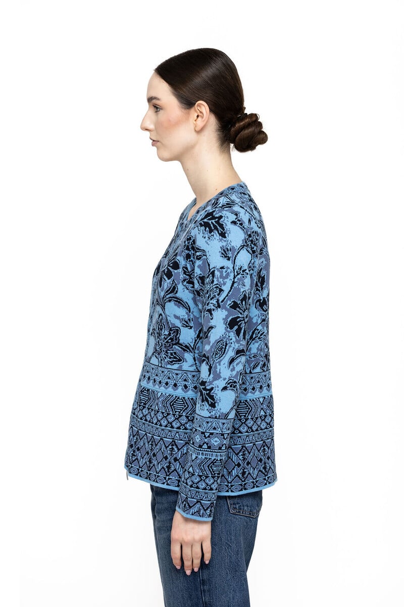 KOOI Knitwear - Cardigan Alisa Blue | Gilet Bleu en 100 % Coton Biologique