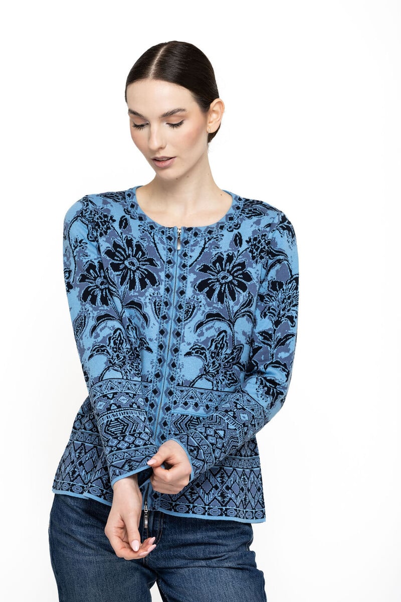 KOOI Knitwear - Cardigan Alisa Blue | Gilet Bleu en 100 % Coton Biologique