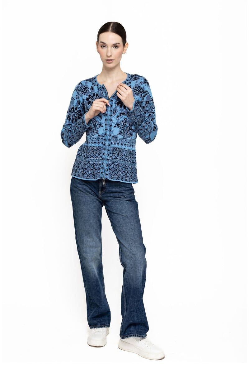 KOOI Knitwear - Cardigan Alisa Blue | Blue Cardigan in 100% Organic Cotton