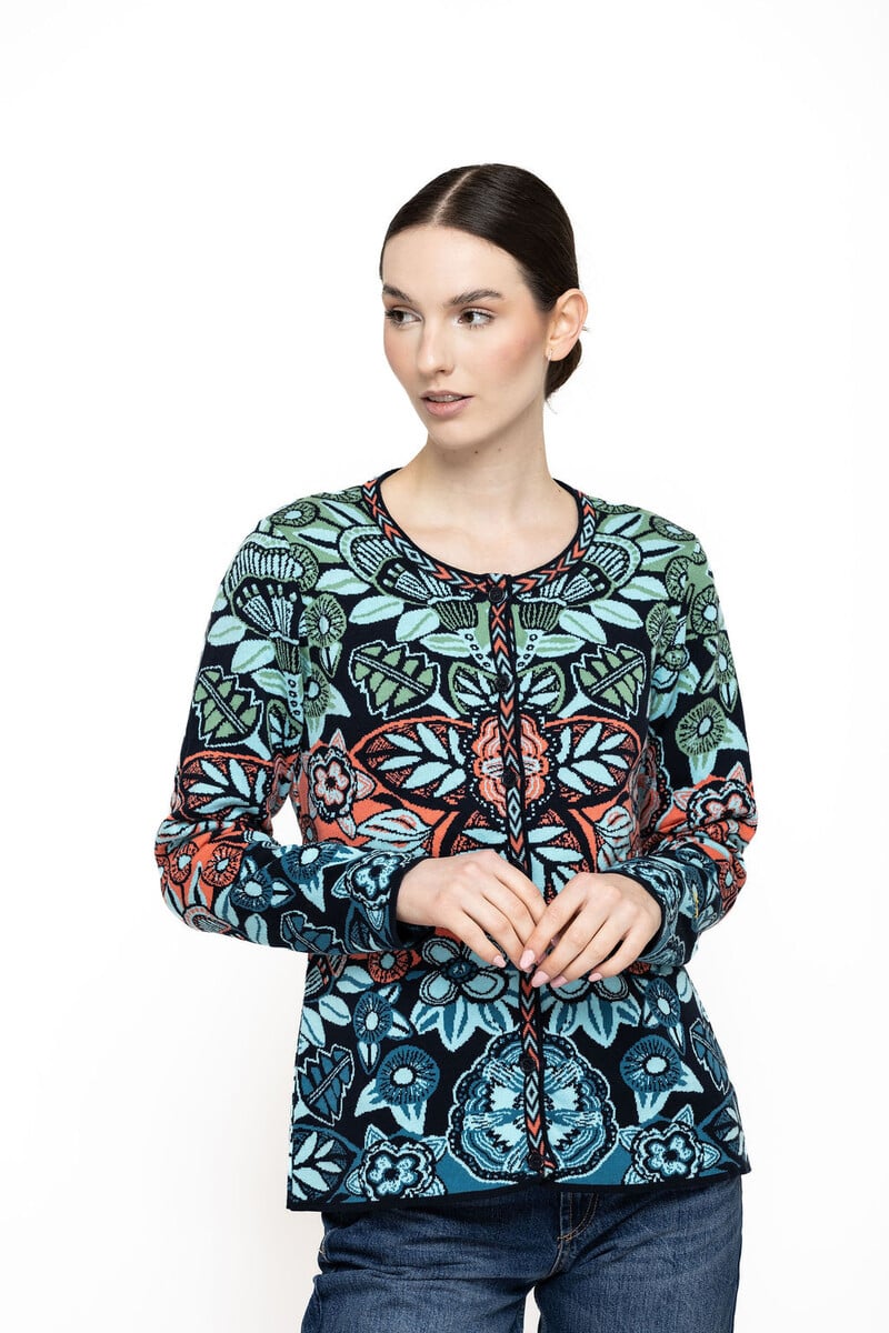KOOI Knitwear - Cardigan Saga Multicolor | Colourful Cardigan in 100% Organic Cotton