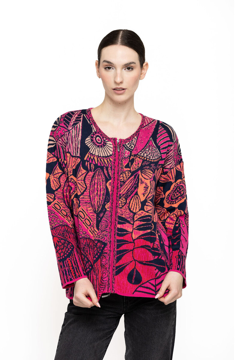 KOOI Knitwear - Jacket Juno Pink | Rosa Jacke aus 70 % Biologischer Baumwolle und 30 % Viskose