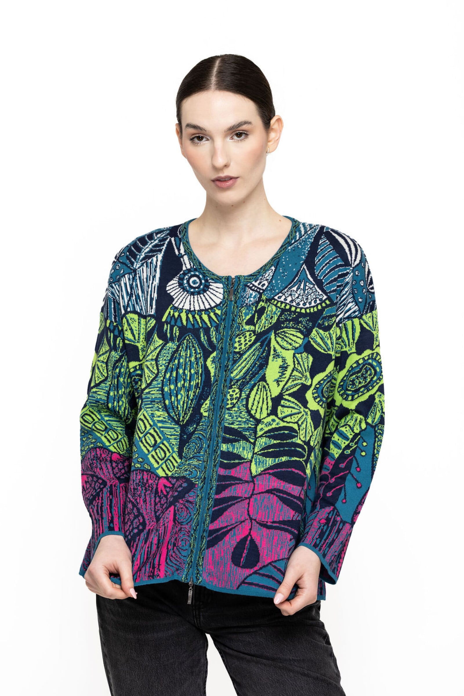 KOOI Knitwear KOOI Knitwear - Jacket Juno Multicolor | Kleurrijk Jasje van 70% Biologisch Katoen en 30% Viscose