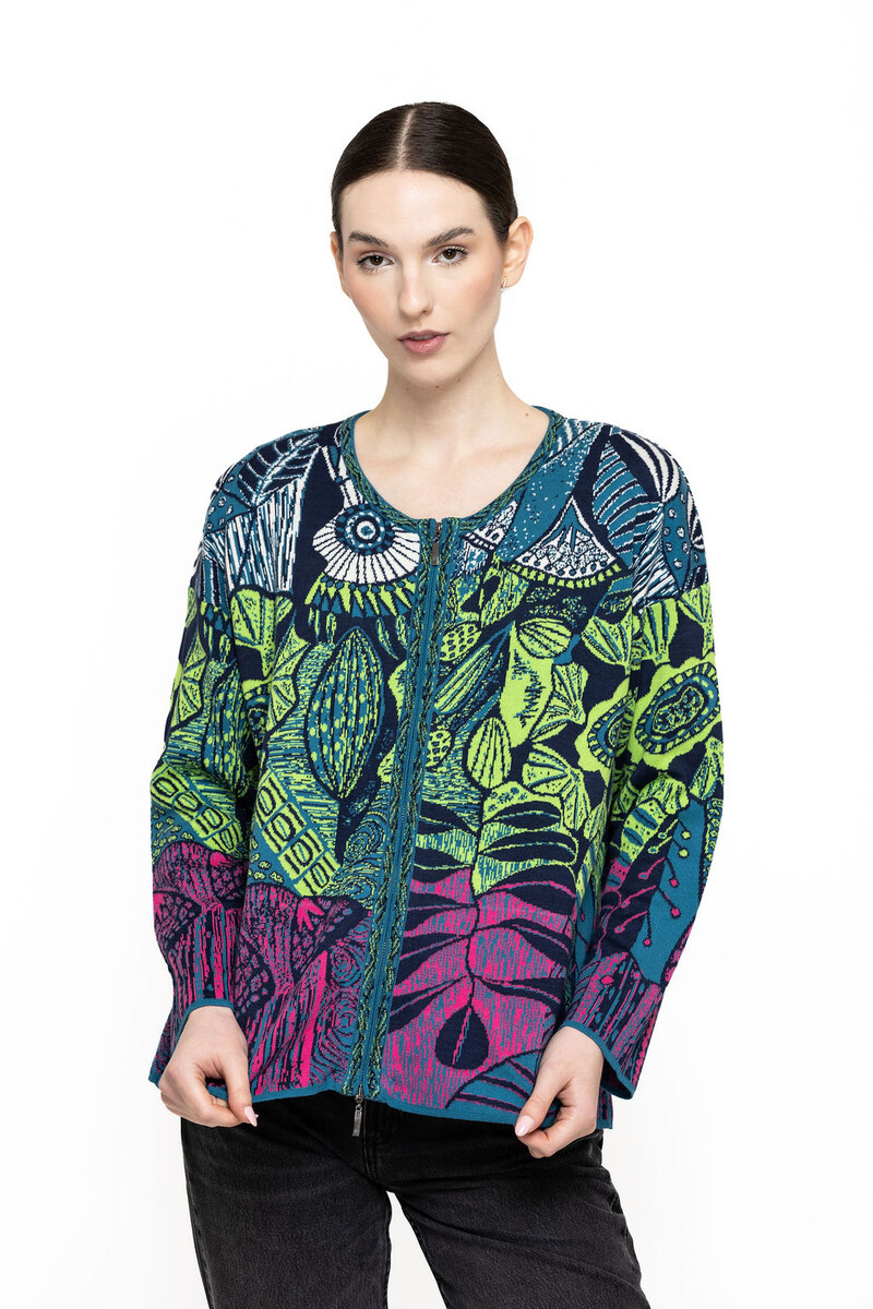 KOOI Knitwear - Jacket Juno Multicolor | Kleurrijk Jasje van 70% Biologisch Katoen en 30% Viscose