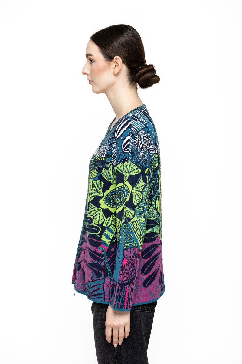 KOOI Knitwear - Jacket Juno Multicolor | Kleurrijk Jasje van 70% Biologisch Katoen en 30% Viscose