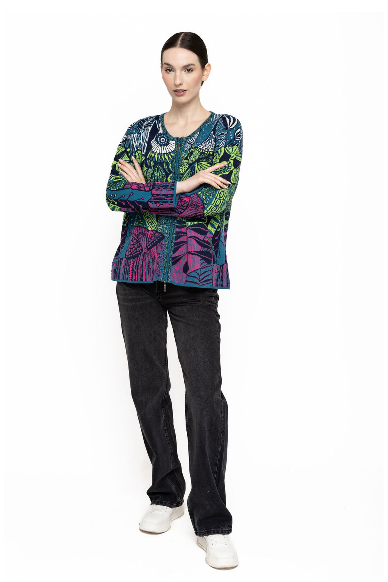 KOOI Knitwear KOOI Knitwear - Jacket Juno Multicolor | Kleurrijk Jasje van 70% Biologisch Katoen en 30% Viscose