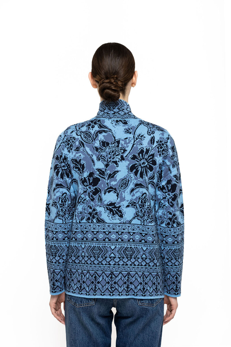 KOOI Knitwear - Jacket Kloe Blue | Blaue Jacke aus 100 % Biologischer Baumwolle