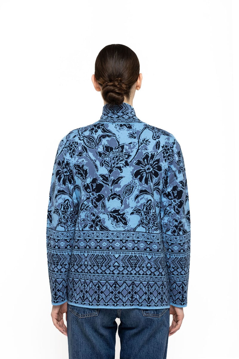 KOOI Knitwear - Jacket Kloe Blue | Blue Jacket in 100% Organic Cotton
