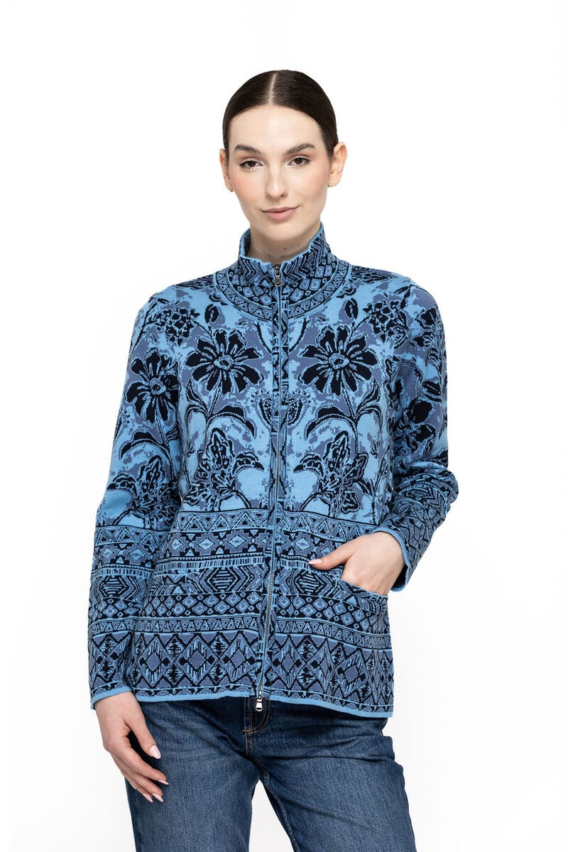KOOI Knitwear - Jacket Kloe Blue | Blue Jacket in 100% Organic Cotton