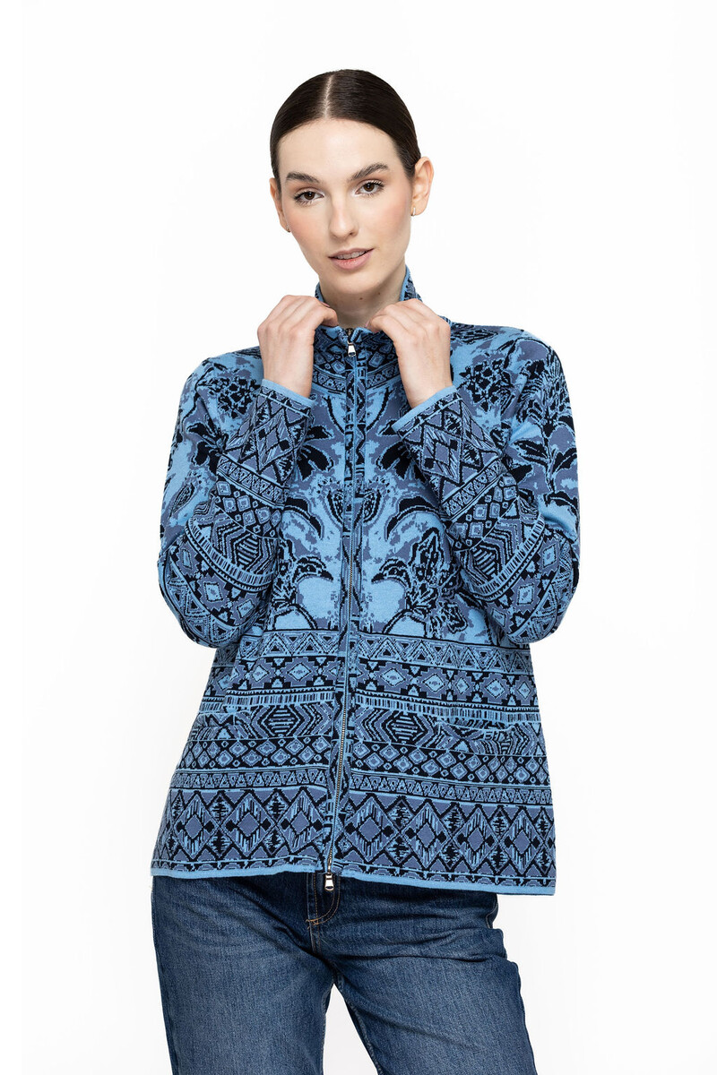 KOOI Knitwear - Jacket Kloe Blue | Veste Bleue en 100 % Coton Biologique
