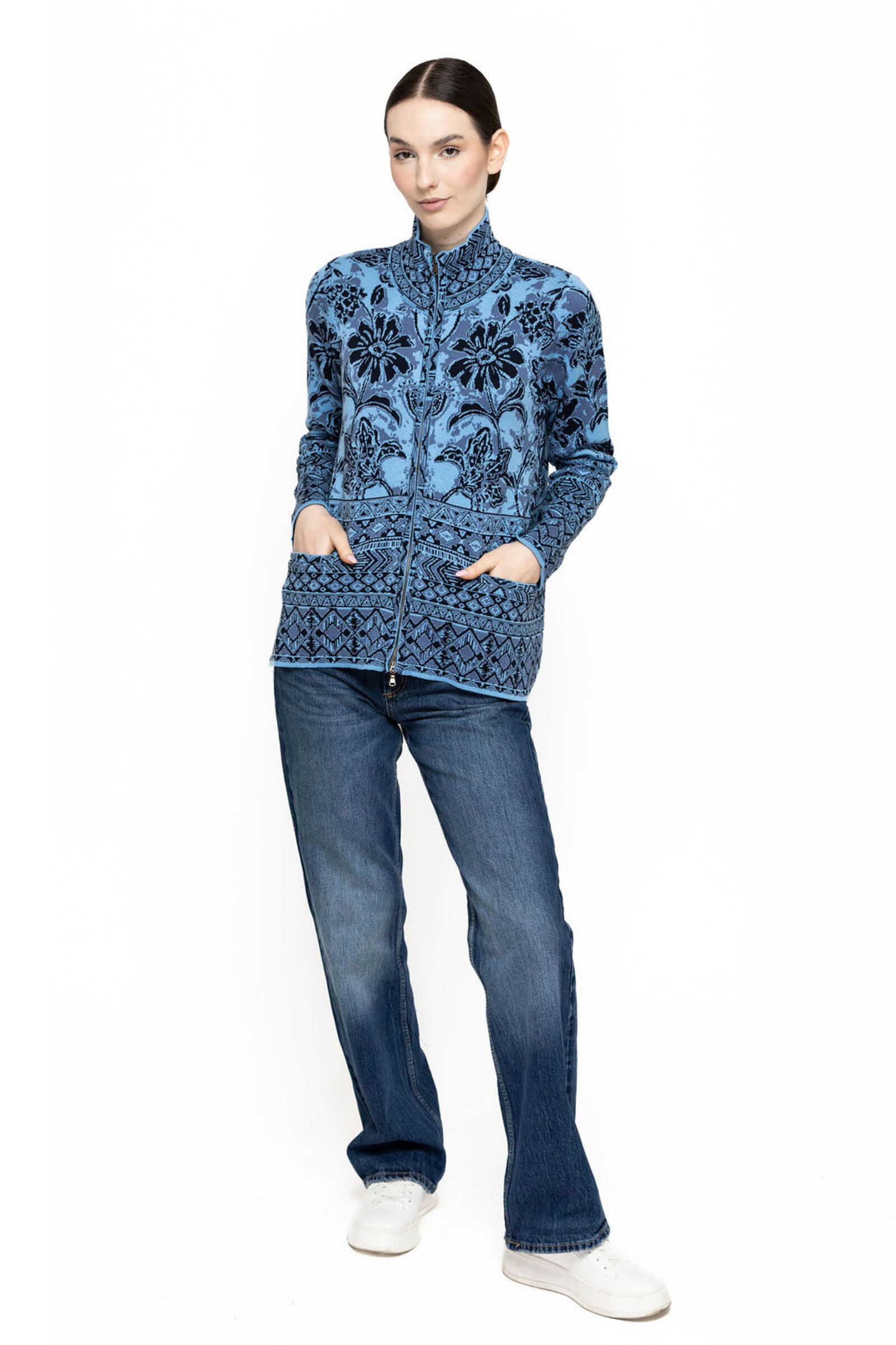 KOOI Knitwear KOOI Knitwear - Jacket Kloe Blue | Blauw Jasje van 100% Biologisch Katoen