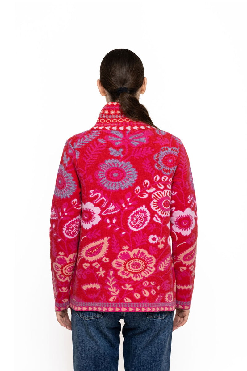 KOOI Knitwear - Jacket Kali Red | Rote Jacke aus 80 % Lammwolle und 20 % Polyamid