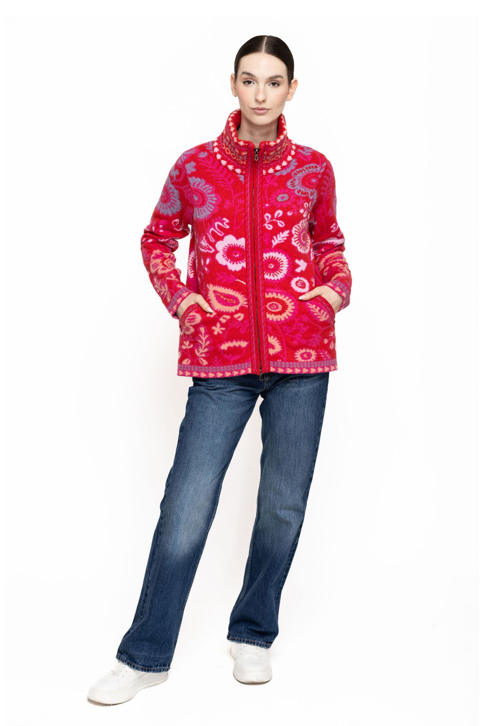 KOOI Knitwear KOOI Knitwear - Jacket Kali Red | Veste Rouge en 80 % Laine d'Agneau et 20 % Polyamide