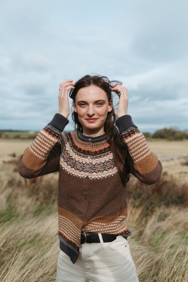 Eribé - Alpine Cardigan Hazel | Brown Cardigan of 96% Soft Merino Wool and 4% Angora Wool