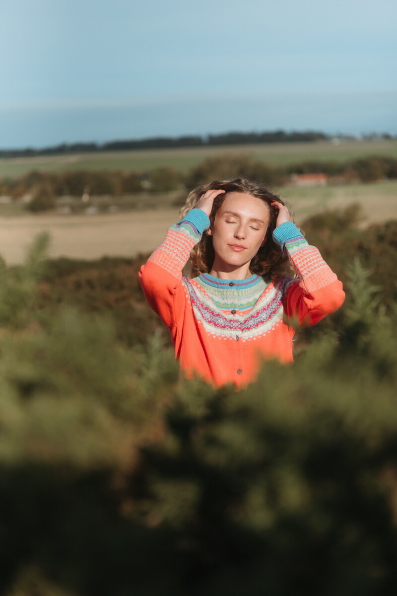 Eribé - Alpine Cardigan Amelia | Orange Cardigan of 96% Soft Merino Wool and 4% Angora Wool