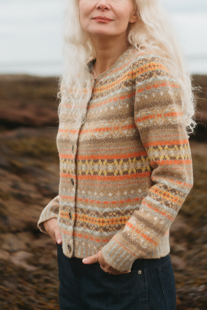 Eribé - Westray Cardigan Huntley | Beige Vest van 100% Shetlandwol