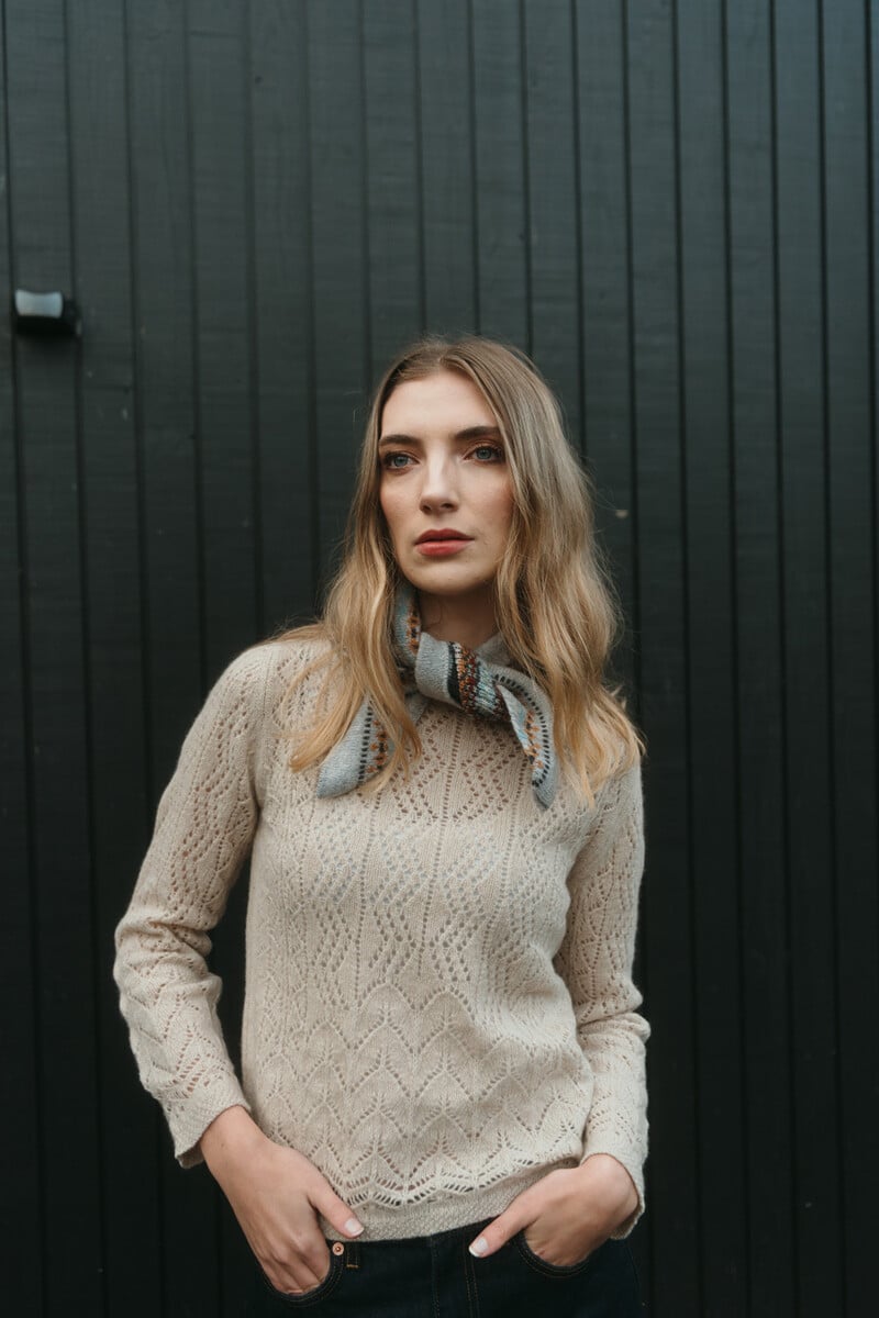 Eribé - Fairisle Neckerchief Hazel-Grace | Écharpe Fair Isle en 100 % Laine d'Agneau Mérinos