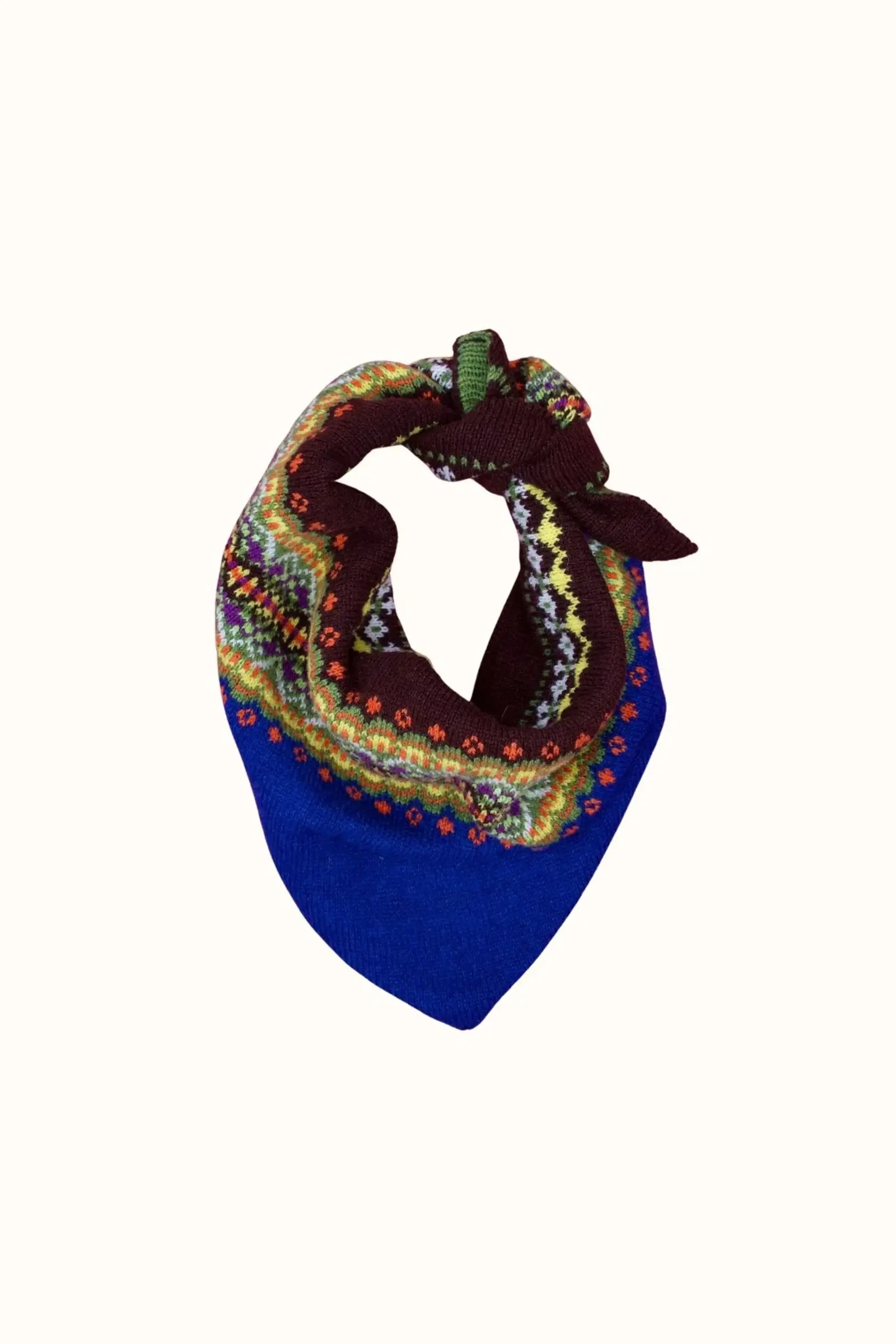 Eribé Eribé - Fairisle Neckerchief Ebony | Écharpe Fair Isle en 100 % Laine d'Agneau Mérinos