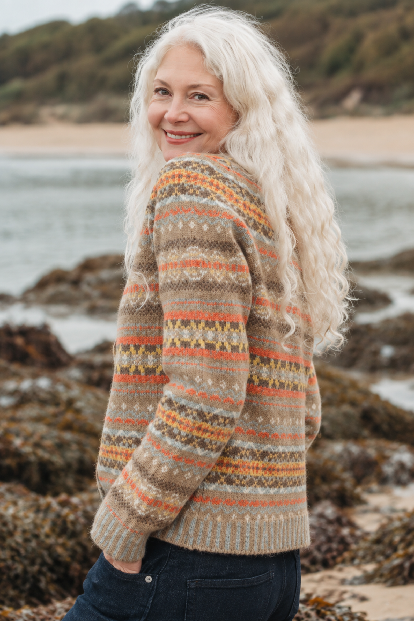 Eribé Eribé - Westray Cardigan Huntley | Beige Vest van 100% Shetlandwol