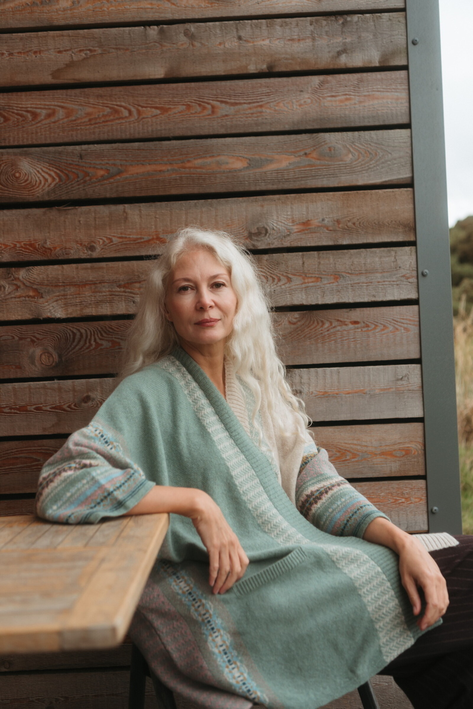 Eribé Eribé - Montrose Blanket Coat Sage | Vielseitige Strickjacke aus 100% Merino-Lammwolle