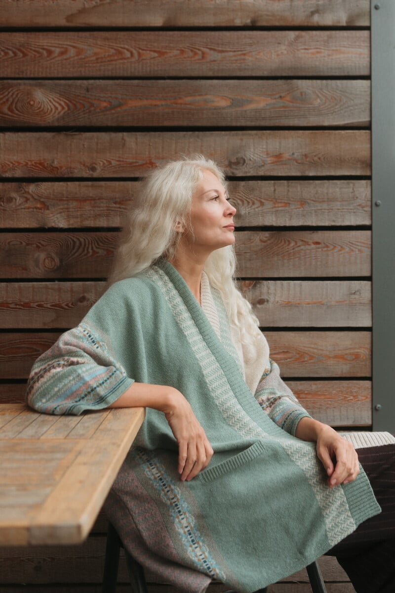 Eribé - Montrose Blanket Coat Sage | Versatile Cardigan in 100% Merino Lambswool