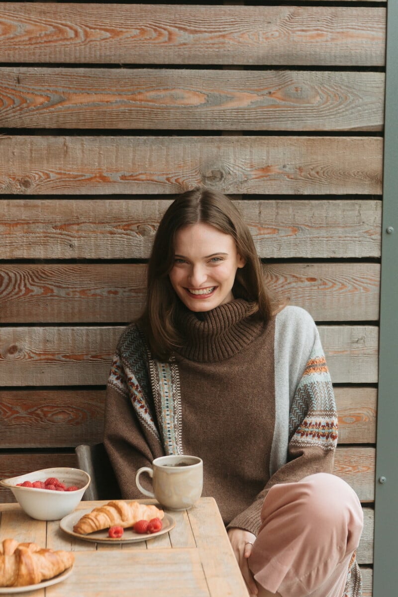 Eribé - Montrose Cowl Sweater Mushroom | Pull Écossais en Laine d'Agneau Mérinos
