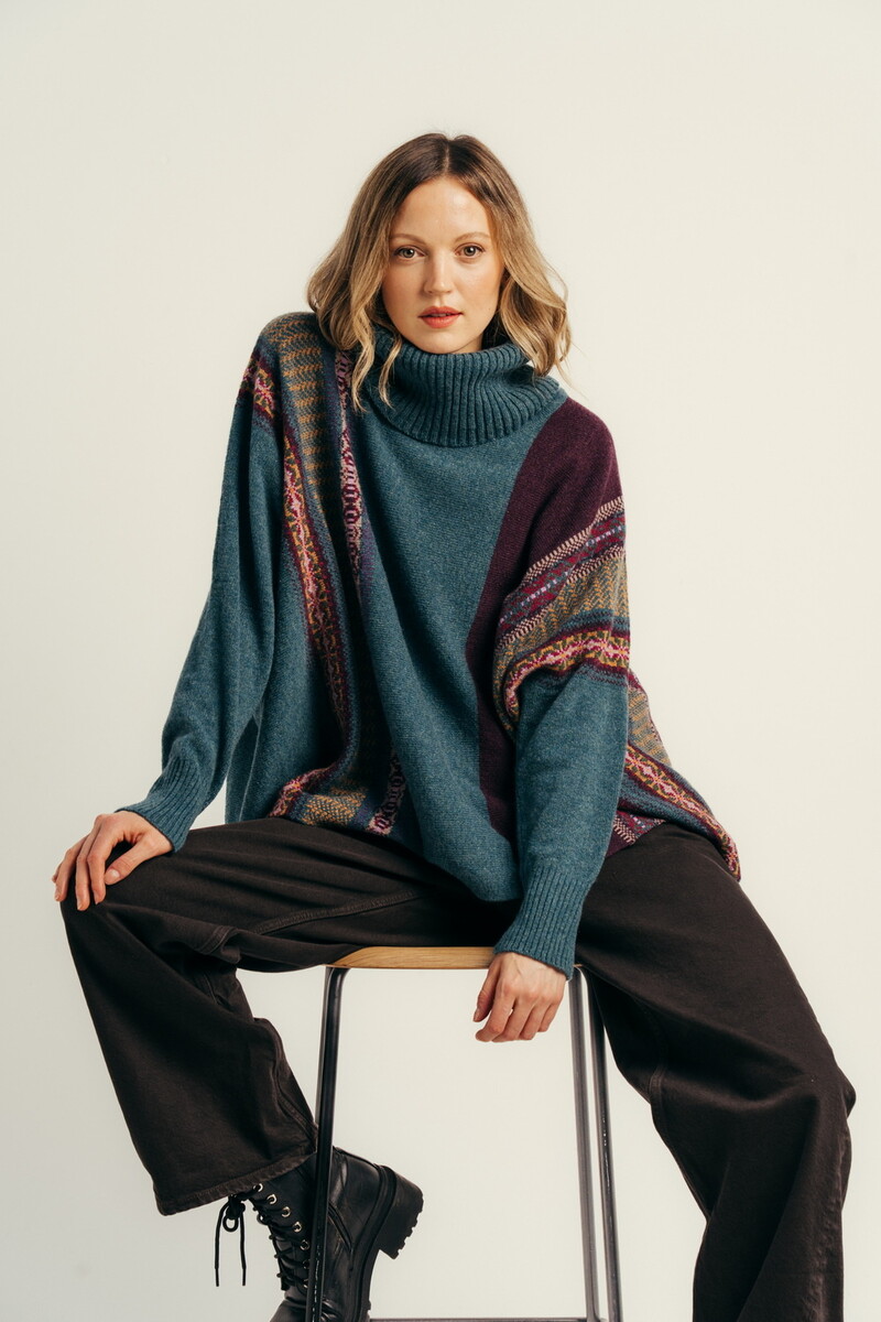 Eribé - Montrose Cowl Sweater Hunter | Schottischer Pullover aus 100 % Merino-Lammwolle