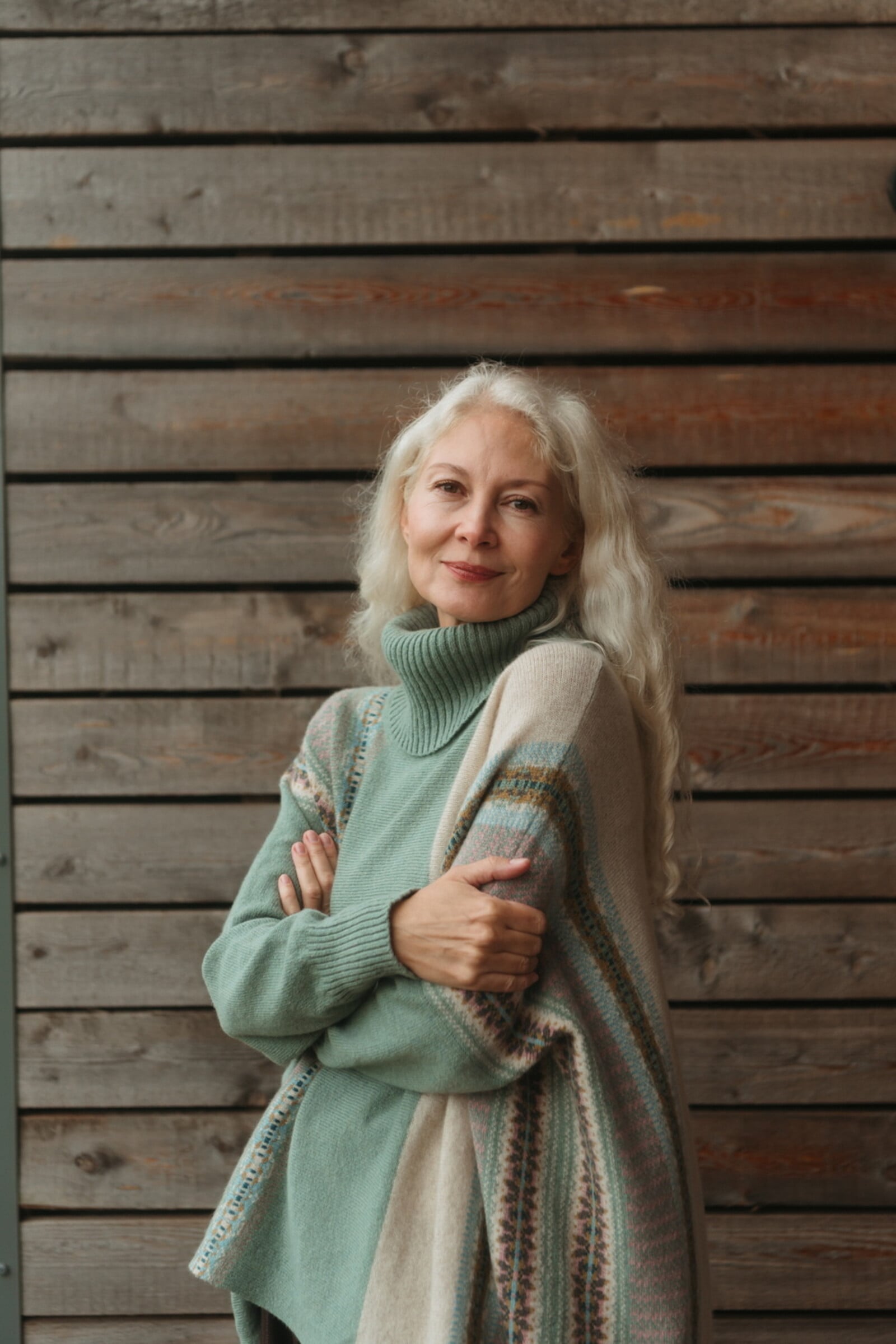 Eribé Eribé - Montrose Cowl Sweater Sage | Pull Écossais en Laine d'Agneau Mérinos
