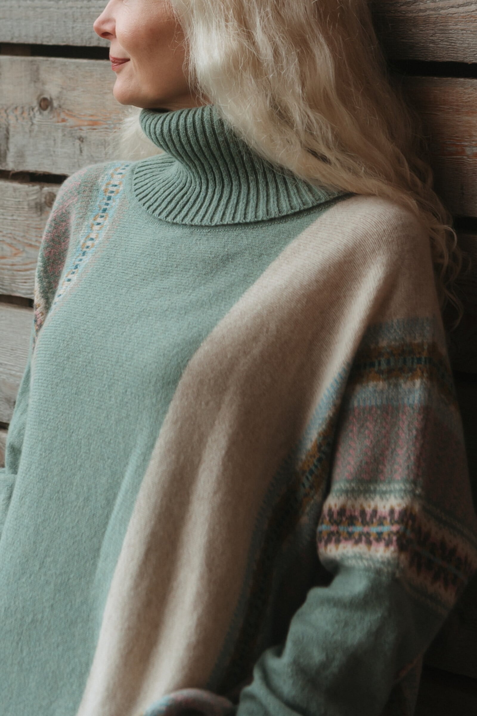 Eribé Eribé - Montrose Cowl Sweater Sage | Scottish Sweater in 100% Merino Lambswool