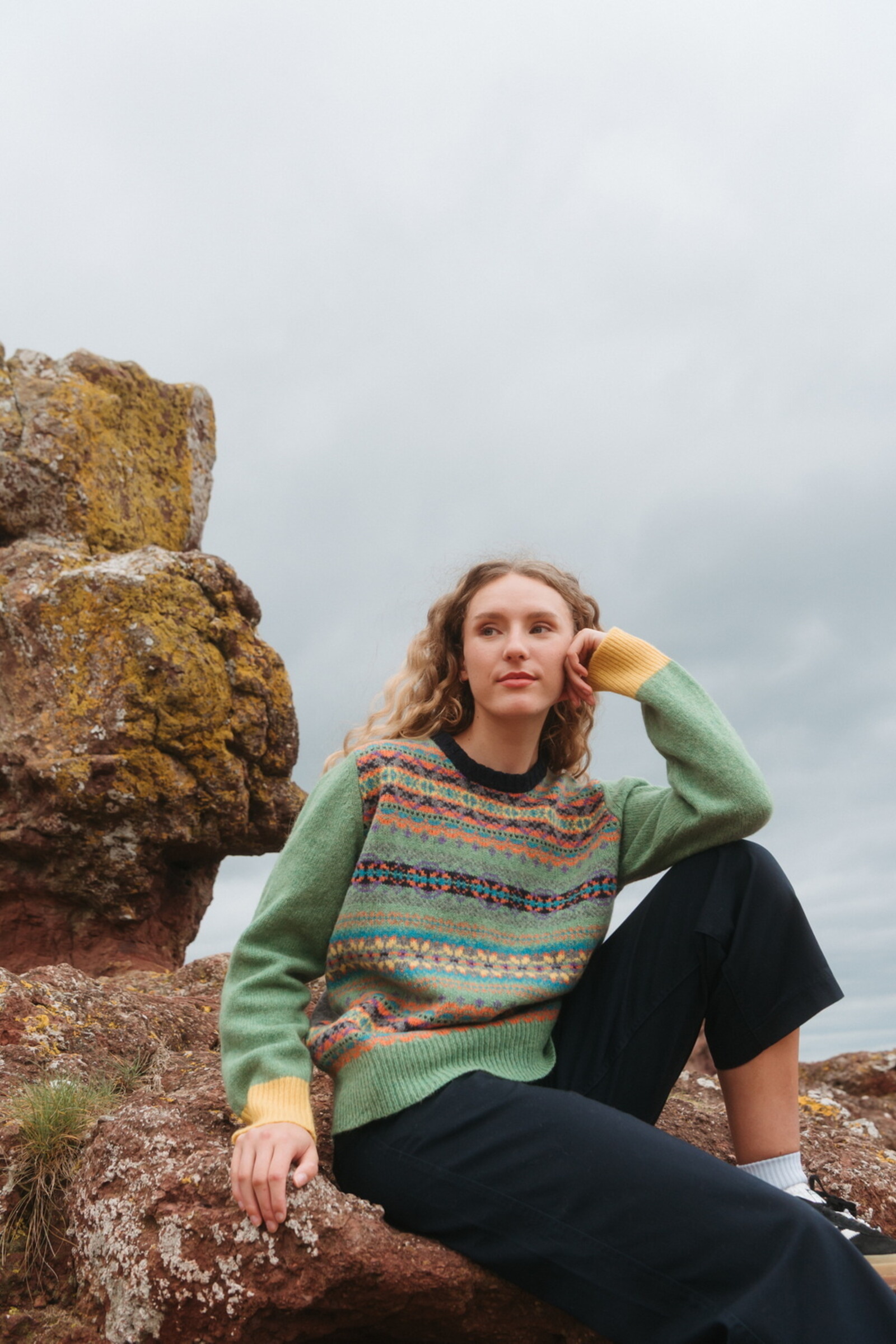 Eribé Eribé - Westray Block Sweater MacDuff | Colour Blocking Trui met Fair Isle Patroon van 100% Zachte Shetlandwol